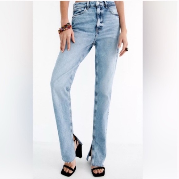Zara Denim - Zara Full Length Split Slit Hem Slim Jeans
